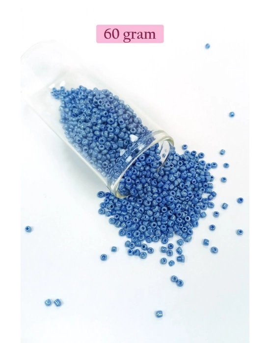 Dökme Cam Kum Boncuk (11/0) 2 mm - 60 Gram -  Mavi - BNC044