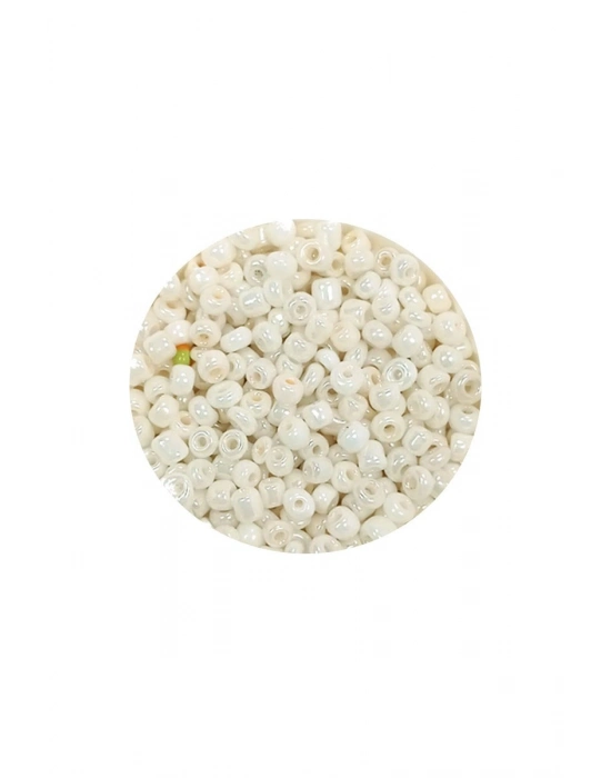 Dökme Cam Kum Boncuk (11/0) 2 mm - 60 Gram -  Parlak Beyaz - BNC065