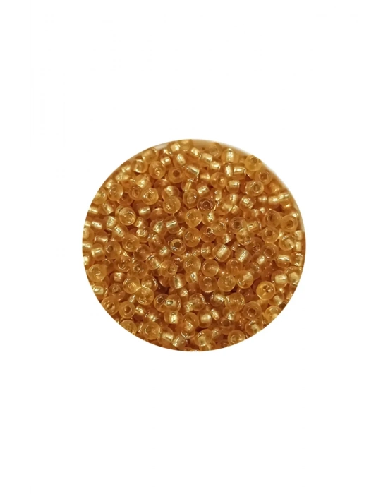 Dökme Cam Kum Boncuk (11/0) 2 mm - 60 Gram -  Şeffaf Altın - BNC062