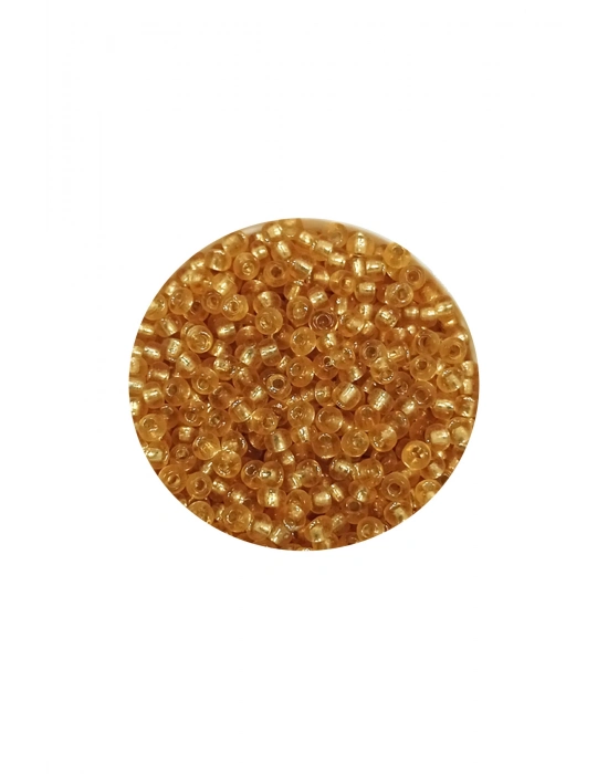 Dökme Cam Kum Boncuk (11/0) 2 mm - 60 Gram -  Şeffaf Altın - BNC062