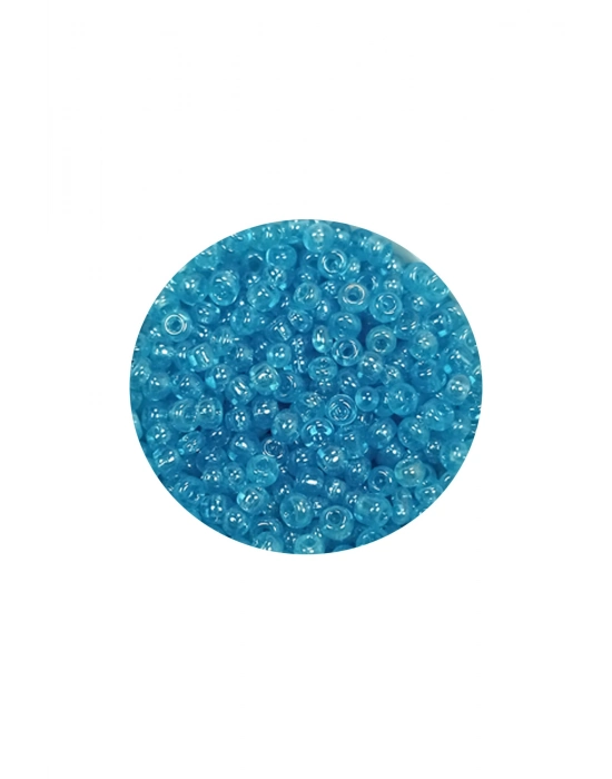 Dökme Cam Kum Boncuk (11/0) 2 mm - 60 Gram -  Şeffaf Camgöbeği - BNC058