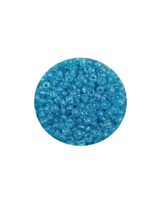 Dökme Cam Kum Boncuk (11/0) 2 mm - 60 Gram -  Şeffaf Camgöbeği - BNC058