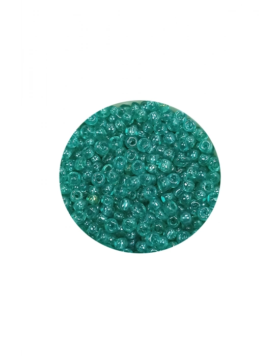 Dökme Cam Kum Boncuk (11/0) 2 mm - 60 Gram -  Şeffaf Yeşil - BNC049