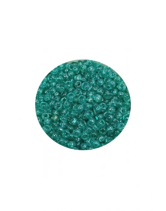 Dökme Cam Kum Boncuk (11/0) 2 mm - 60 Gram -  Şeffaf Yeşil - BNC049