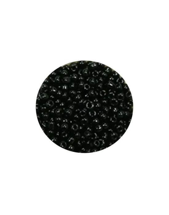 Dökme Cam Kum Boncuk (11/0) 2 mm - 60 Gram -  Siyah - BNC045