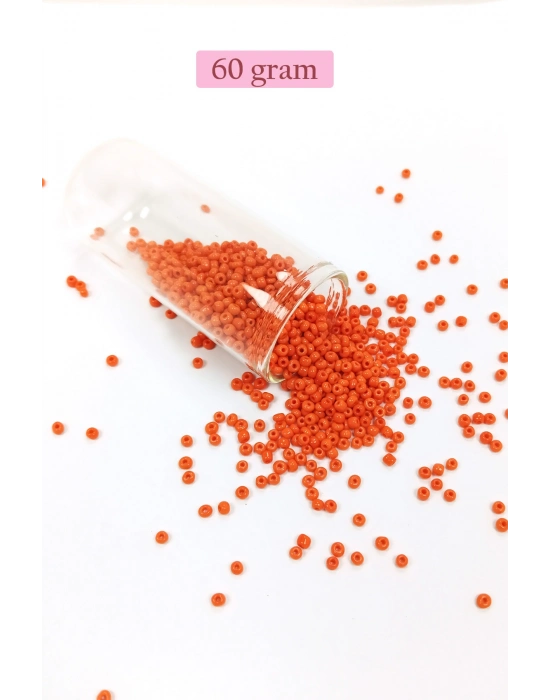 Dökme Cam Kum Boncuk (11/0) 2 mm - 60 Gram -  Turuncu - BNC048