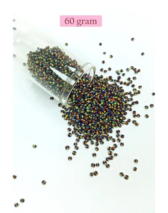 Dökme Cam Kum Boncuk (11/0) 2 mm - 60 Gram -  Üç Renkli - BNC067