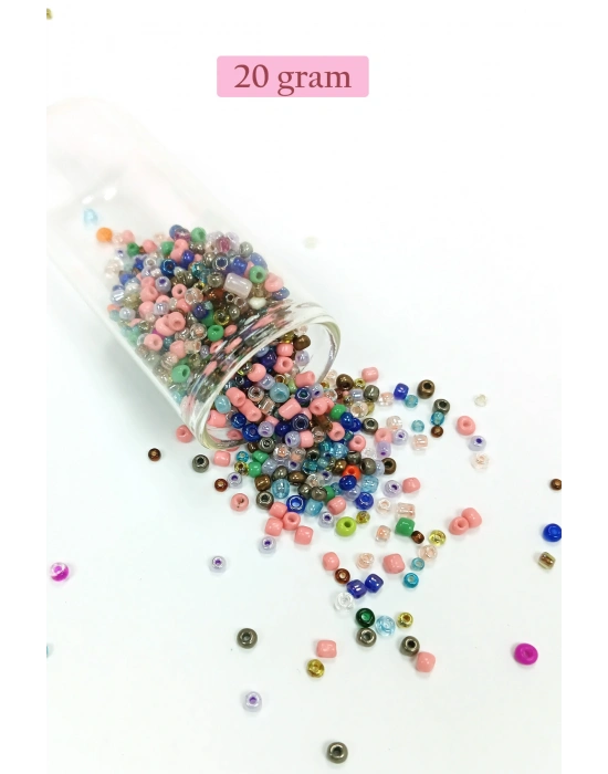 Dökme Cam Kum Boncuk (8/0) 3 mm - 20 Gram - Çok Renkli - BNC158
