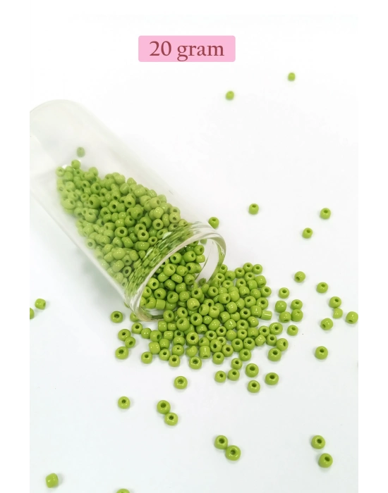 Dökme Cam Kum Boncuk (8/0) 3 mm - 20 Gram - Ihlamur Yeşili - BNC164