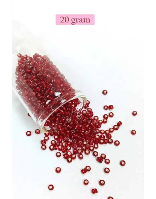 Dökme Cam Kum Boncuk (8/0) 3 mm - 20 Gram - Koyu Kırmızı - BNC183