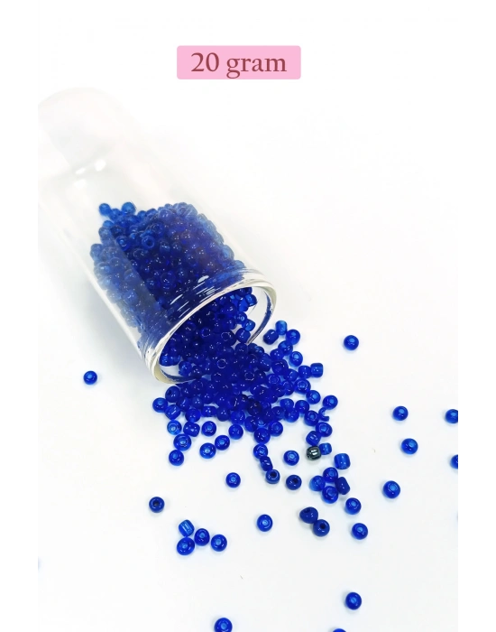 Dökme Cam Kum Boncuk (8/0) 3 mm - 20 Gram - Koyu Mavi - BNC178