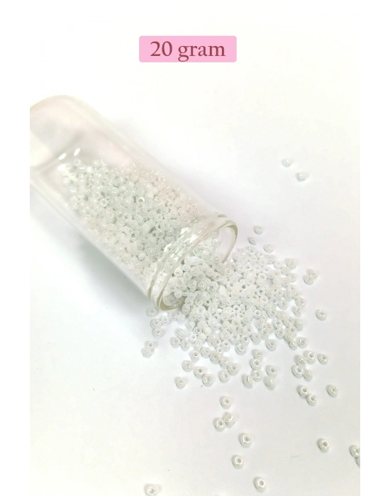 Dökme Cam Kum Boncuk (8/0) 3 mm - 20 Gram - Parlak Beyaz - BNC153