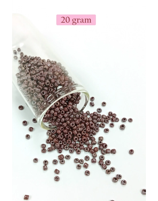 Dökme Cam Kum Boncuk (8/0) 3 mm - 20 Gram - Parlak Koyu Kestane - BNC168