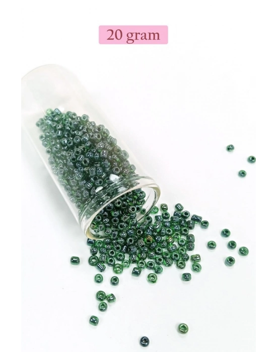 Dökme Cam Kum Boncuk (8/0) 3 mm - 20 Gram - Parlak Yeşil - BNC162