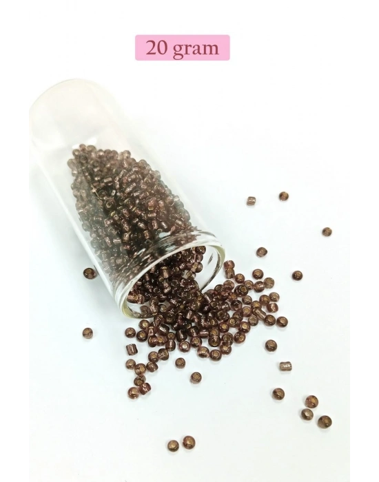 Dökme Cam Kum Boncuk (8/0) 3 mm - 20 Gram - Şefaff Alacalı Kahve - BNC172