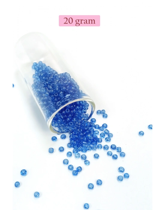 Dökme Cam Kum Boncuk (8/0) 3 mm - 20 Gram - Şeffaf Açık Mavi - BNC163