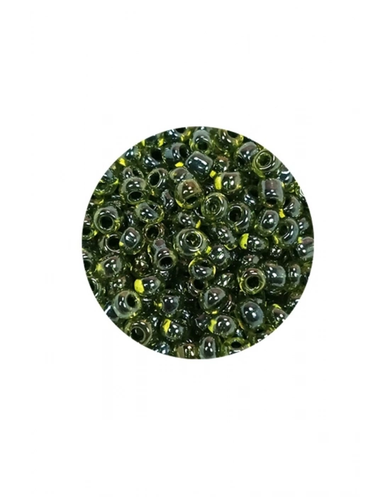 Dökme Cam Kum Boncuk (8/0) 3 mm - 20 Gram - Şeffaf Alacalı Yeşil - BNC171