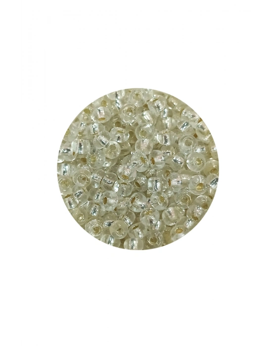 Dökme Cam Kum Boncuk (8/0) 3 mm - 20 Gram - Şeffaf Beyaz - BNC156