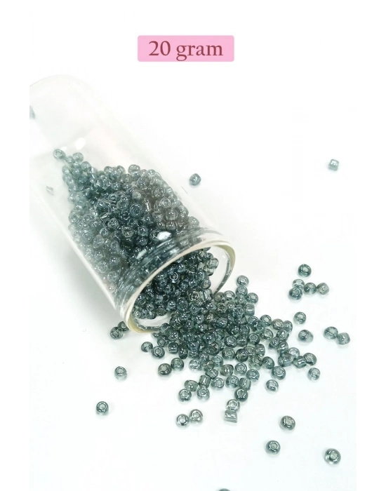 Dökme Cam Kum Boncuk (8/0) 3 mm - 20 Gram - Şeffaf Gri - BNC174