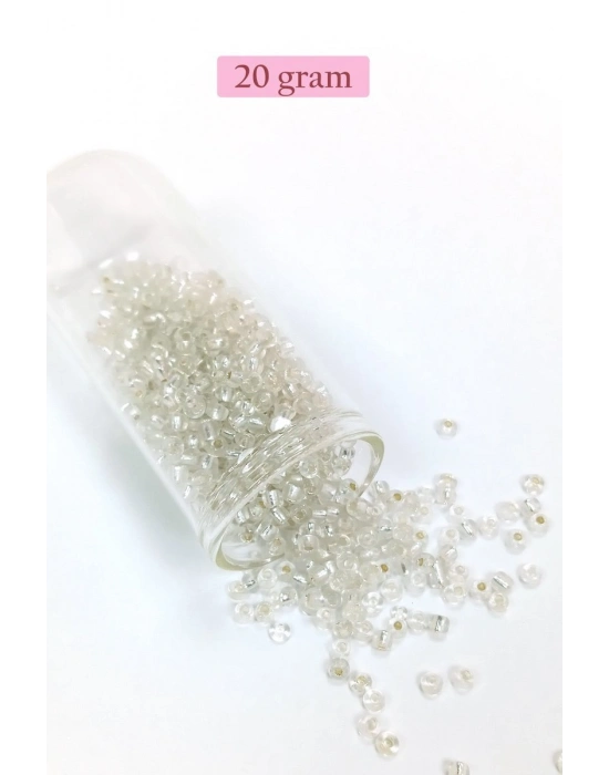 Dökme Cam Kum Boncuk (8/0) 3 mm - 20 Gram - Şeffaf Gümüş - BNC160