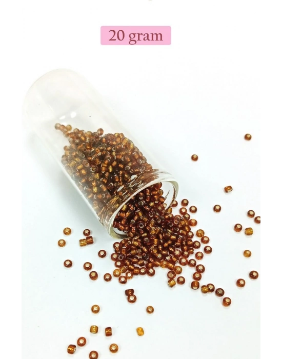 Dökme Cam Kum Boncuk (8/0) 3 mm - 20 Gram - Şeffaf Kahve - BNC157