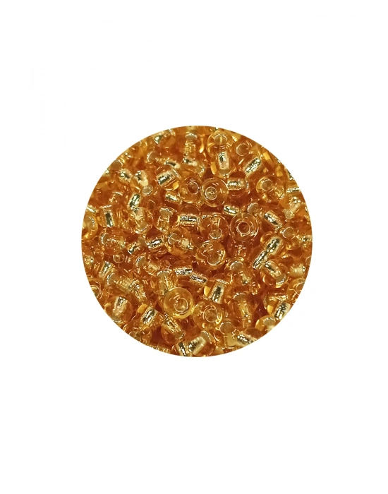 Dökme Cam Kum Boncuk (8/0) 3 mm - 20 Gram - Şeffaf Koyu Sarı - BNC176