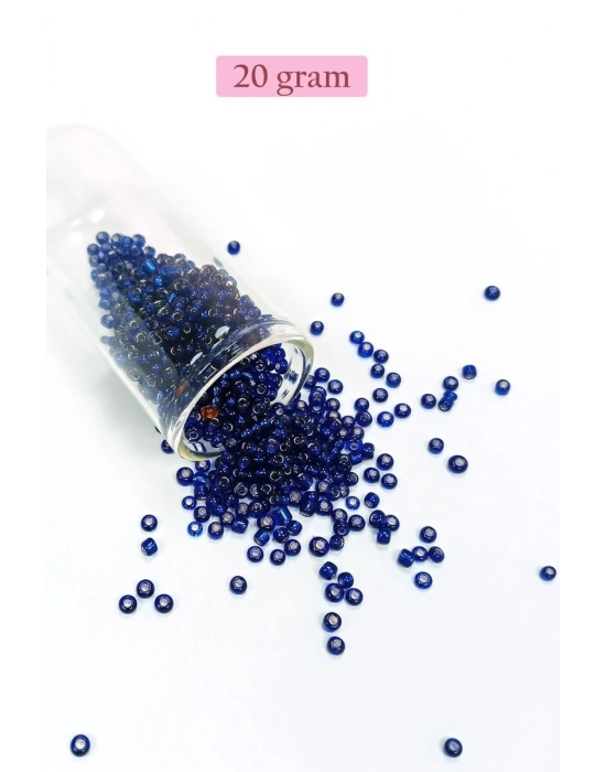 Dökme Cam Kum Boncuk (8/0) 3 mm - 20 Gram - Şeffaf Lacivert - BNC166