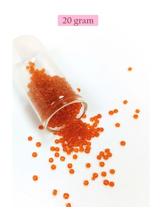 Dökme Cam Kum Boncuk (8/0) 3 mm - 20 Gram - Şeffaf Turuncu - BNC165