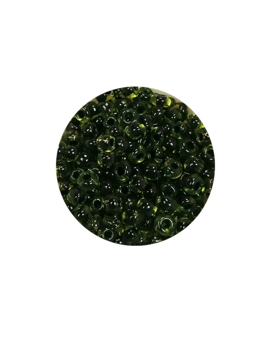 Dökme Cam Kum Boncuk (8/0) 3 mm - 20 Gram - Şeffaf Yeşil Siyah - BNC179