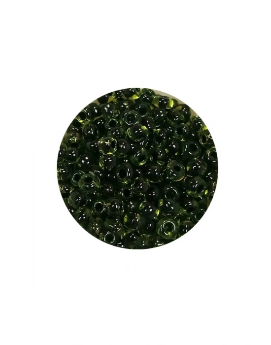 Dökme Cam Kum Boncuk (8/0) 3 mm - 20 Gram - Şeffaf Yeşil Siyah - BNC179