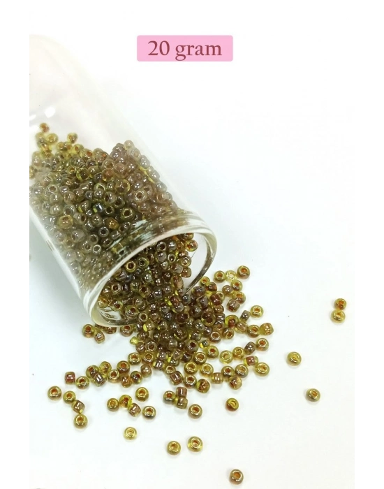 Dökme Cam Kum Boncuk (8/0) 3 mm - 20 Gram - Yeşil Siyah - BNC182