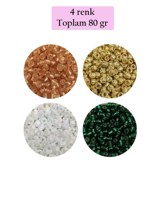 Dökme Cam Kum Boncuk (8/0) 3 mm - 4 Renk - Toplam 80 Gram - BNC416