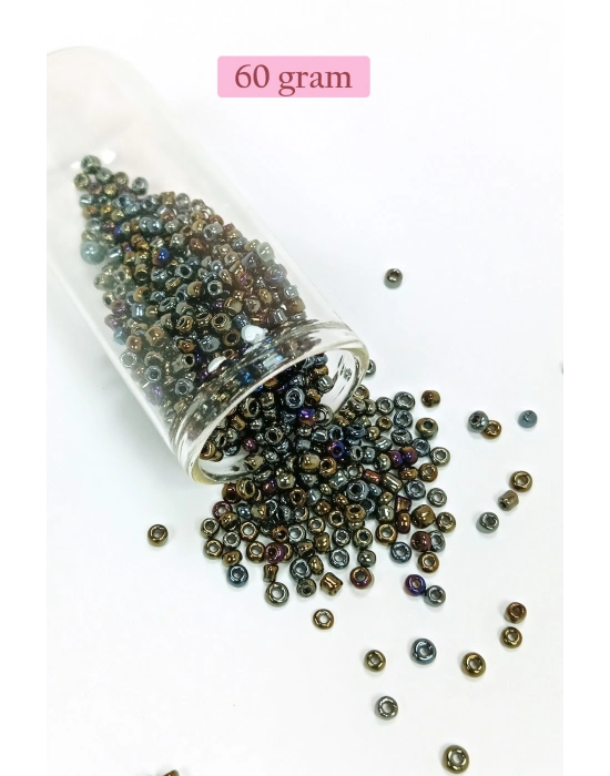 Dökme Cam Kum Boncuk (8/0) 3 mm - 60 Gram - Alacalı Renk - BNC192