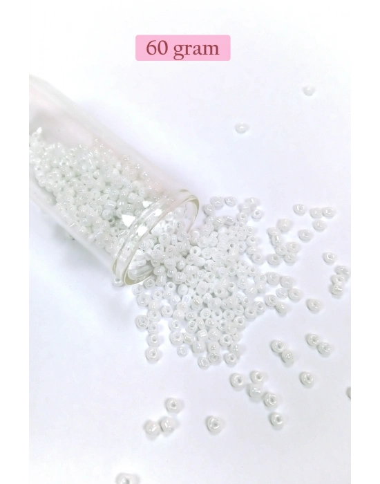 Dökme Cam Kum Boncuk (8/0) 3 mm - 60 Gram - İnci Beyaz - BNC186