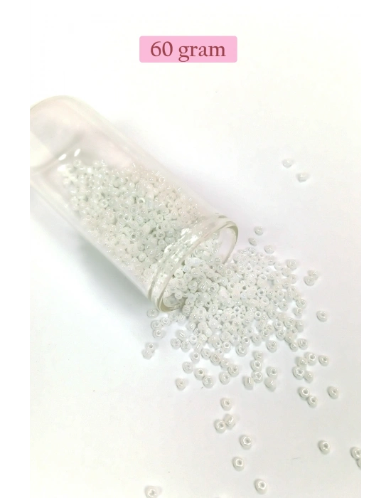 Dökme Cam Kum Boncuk (8/0) 3 mm - 60 Gram - Parlak Beyaz - BNC194