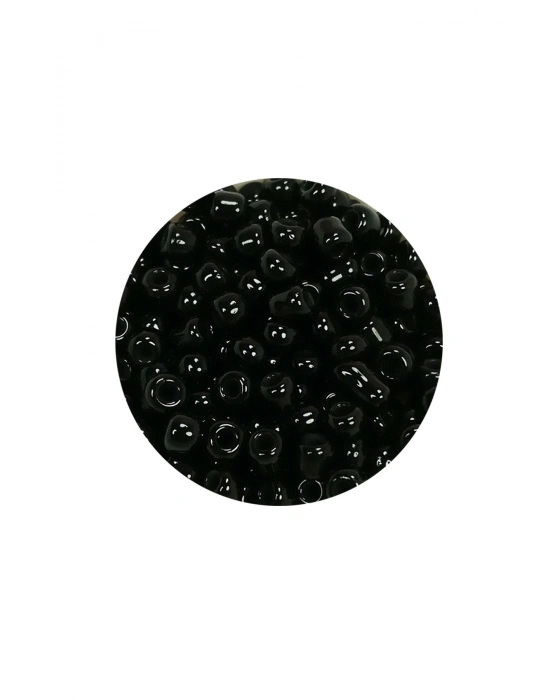 Dökme Cam Kum Boncuk (8/0) 3 mm - 60 Gram - Parlak Siyah - BNC211