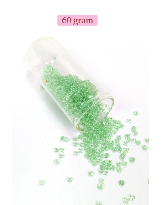 Dökme Cam Kum Boncuk (8/0) 3 mm - 60 Gram - Şeffaf Açık Yeşil - BNC191