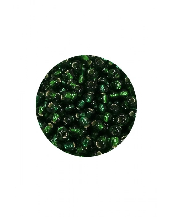 Dökme Cam Kum Boncuk (8/0) 3 mm - 60 Gram - Şeffaf Asker Yeşili - BNC218