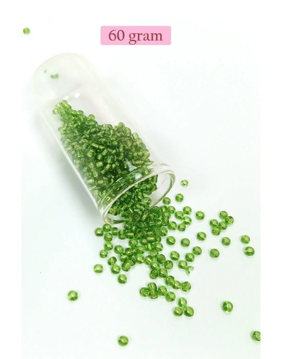 Dökme Cam Kum Boncuk (8/0) 3 mm - 60 Gram - Şeffaf Çimen Yeşili - BNC195