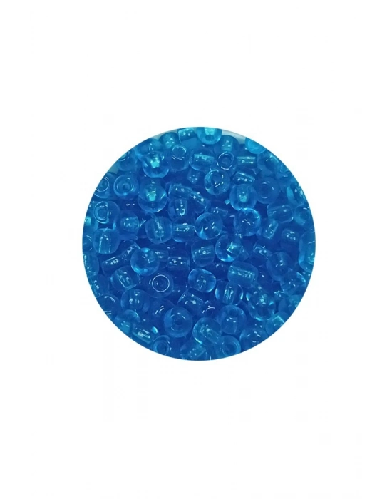 Dökme Cam Kum Boncuk (8/0) 3 mm - 60 Gram - Şeffaf Deniz Mavi - BNC221