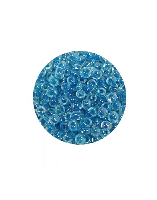 Dökme Cam Kum Boncuk (8/0) 3 mm - 60 Gram - Şeffaf Gök Mavi - BNC214