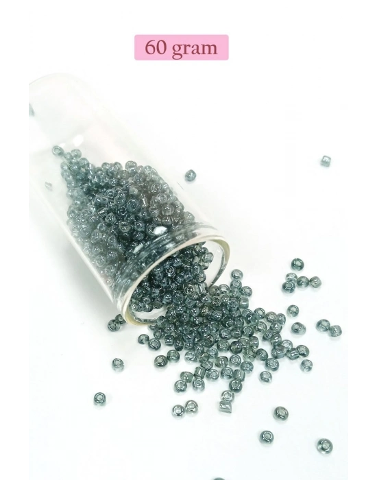 Dökme Cam Kum Boncuk (8/0) 3 mm - 60 Gram - Şeffaf Gri - BNC215
