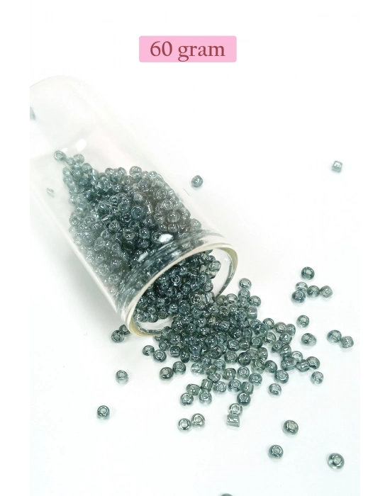 Dökme Cam Kum Boncuk (8/0) 3 mm - 60 Gram - Şeffaf Gri - BNC215