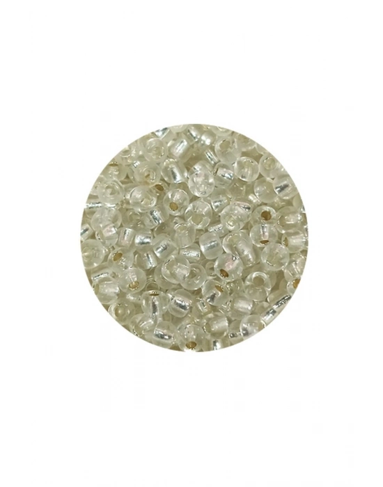 Dökme Cam Kum Boncuk (8/0) 3 mm - 60 Gram - Şeffaf Gümüş - BNC201