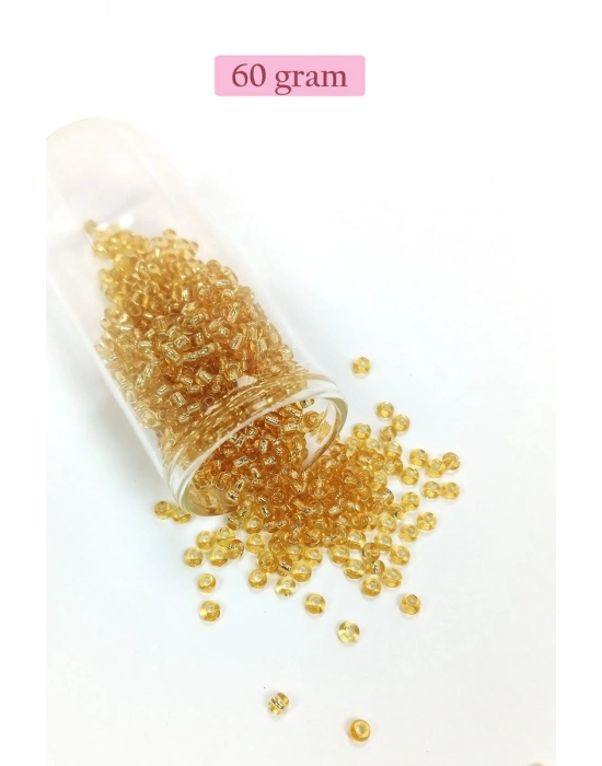 Dökme Cam Kum Boncuk (8/0) 3 mm - 60 Gram - Şeffaf Koyu Sarı - BNC217