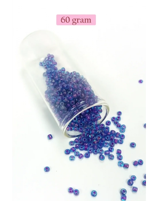 Dökme Cam Kum Boncuk (8/0) 3 mm - 60 Gram - Şeffaf Mavi - BNC190