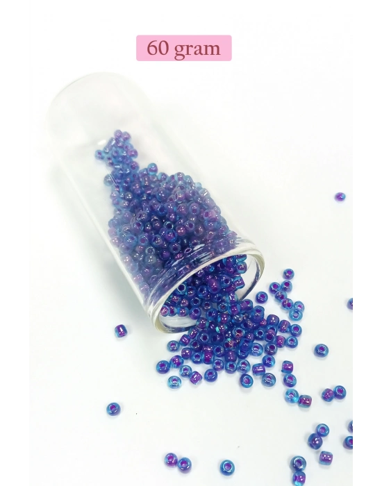 Dökme Cam Kum Boncuk (8/0) 3 mm - 60 Gram - Şeffaf Mavi - BNC190