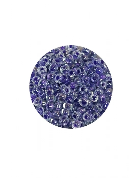 Dökme Cam Kum Boncuk (8/0) 3 mm - 60 Gram - Şeffaf Mor Beyaz - BNC222