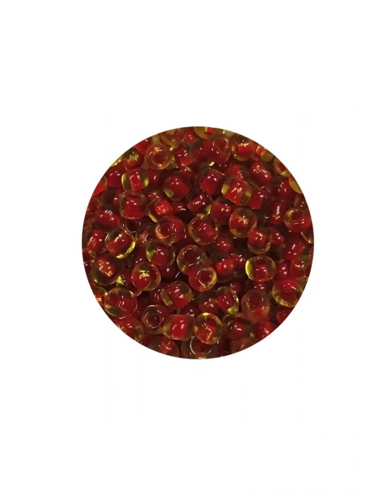 Dökme Cam Kum Boncuk (8/0) 3 mm - 60 Gram - Şeffaf Sarı Kırmızı - BNC216