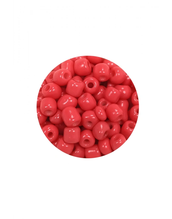 Dökme Cam Kum Boncuk Büyük Boy (6/0) 4 mm - 20 Gram - Açık Kırmızı - BNC089
